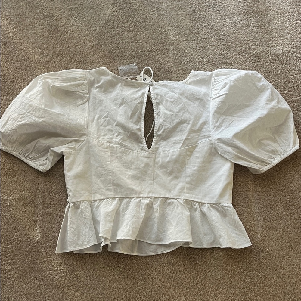 For Love and Lemons Jocelyn Puff Sleeve Peplum Top - Picture 4 of 4